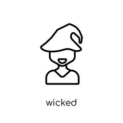 wicked icon. Trendy modern flat linear vector wicked icon on white background from thin line Fairy Tale collection