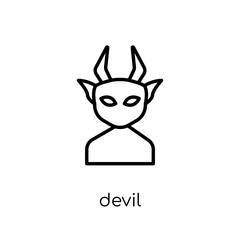 Devil icon. Trendy modern flat linear vector Devil icon on white background from thin line Fairy Tale collection