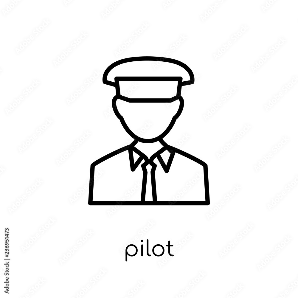 Poster pilot icon. trendy modern flat linear vector pilot icon on white background from thin line professio