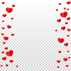 Hearts Confetti Falling Background. St. Valentine's Day pattern. Romantic Scattered Hearts Design Element. Love. Sweet Moment. Gift. Cute Element of Design for Sales or Celebration.