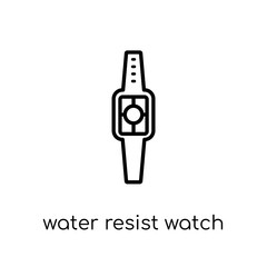 Water Resist Watch icon. Trendy modern flat linear vector Water Resist Watch icon on white background from thin line Nautical collection