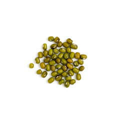 Dry raw mung beans or vigna radiata seeds isolated on white