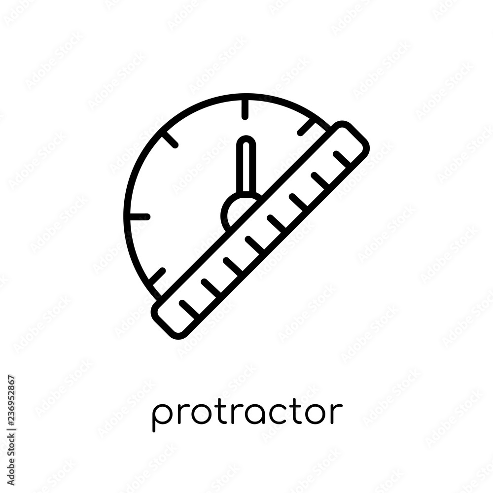 Poster protractor icon. trendy modern flat linear vector protractor icon on white background from thin line