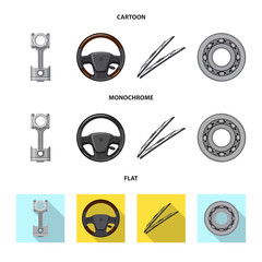 Vector illustration of auto and part symbol. Set of auto and car vector icon for stock.