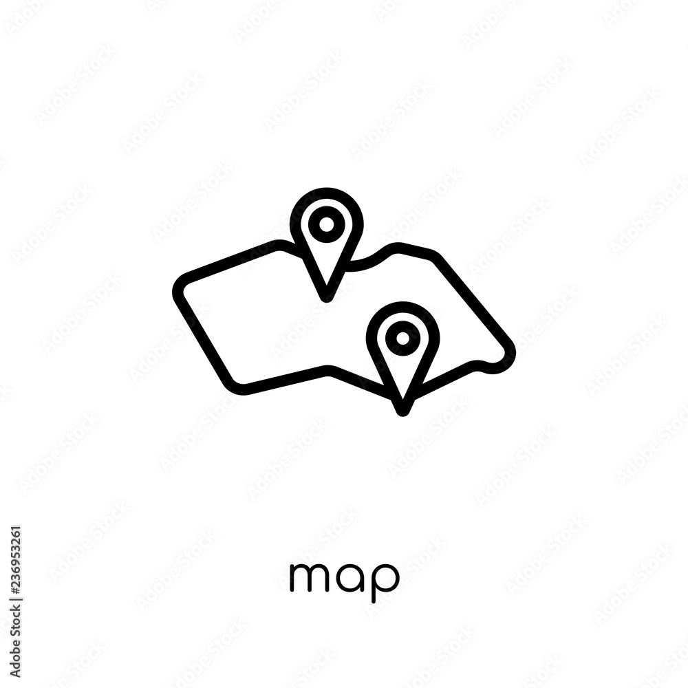 Poster map icon. trendy modern flat linear vector map icon on white background from thin line maps and loca