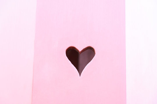 Pink shutters with a hearts. Details. Copy space