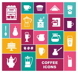 Set of icons on a coffee theme