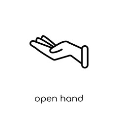 Open hand icon. Trendy modern flat linear vector Open hand icon on white background from thin line Hands and guestures collection