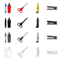 Obraz premium Vector design of office and supply symbol. Set of office and school stock symbol for web.