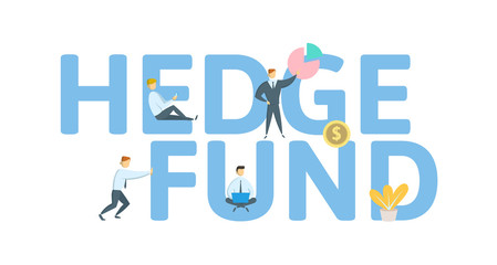 Hedge Fund. Concept with keywords, letters and icons. Colored flat vector illustration, isolated on white background.