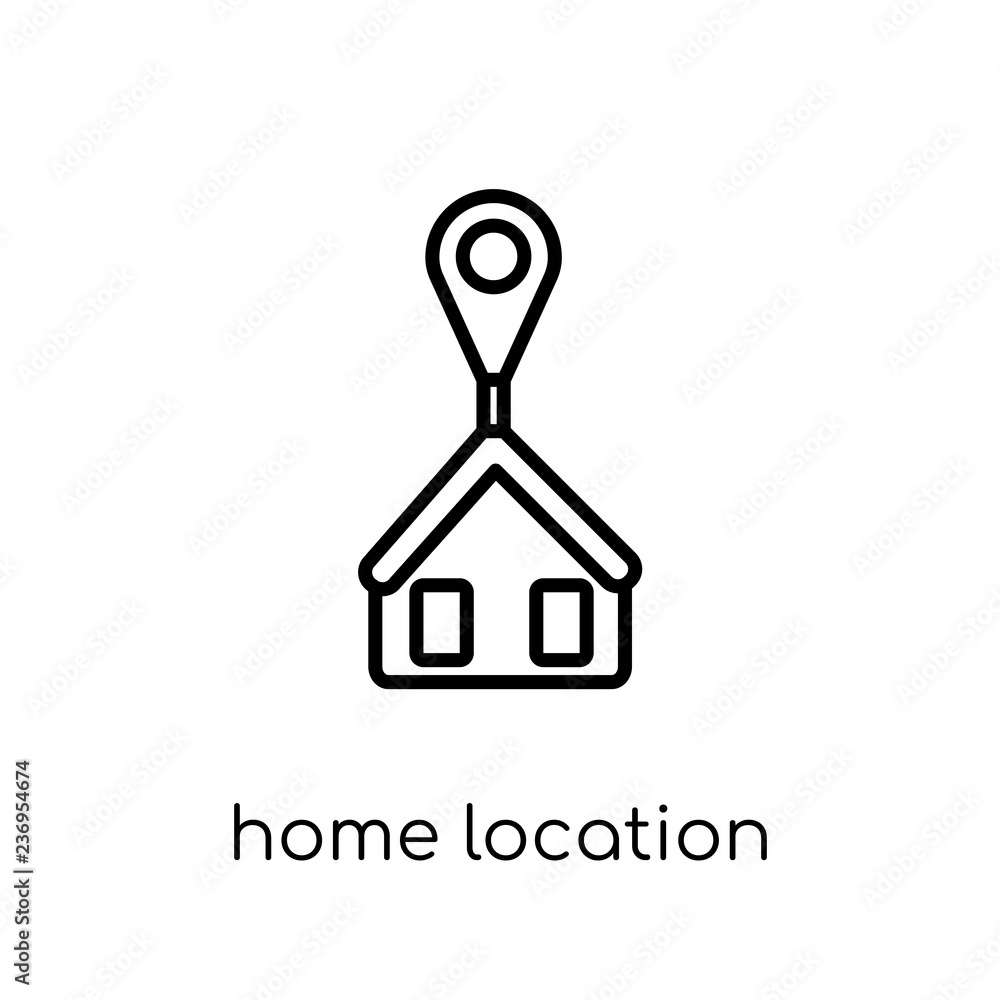 Poster home location icon. trendy modern flat linear vector home location icon on white background from thi
