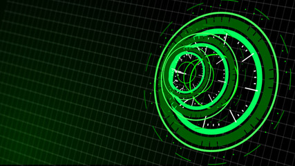 Digital ai technology background. Futuristic green virtual graphic element. HUD design. 3D rendering.