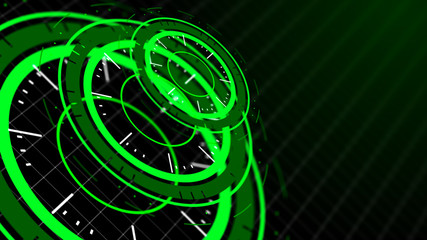 Digital ai technology background. Futuristic green virtual graphic element. HUD design. 3D rendering.