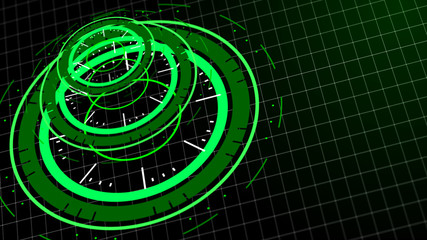 Digital ai technology background. Futuristic green virtual graphic element. HUD design. 3D rendering.