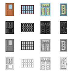 Vector design of door and front logo. Set of door and wooden stock vector illustration.