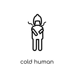 cold human icon. Trendy modern flat linear vector cold human icon on white background from thin line Feelings collection