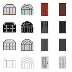 Fototapeta na wymiar Vector illustration of door and front symbol. Set of door and wooden vector icon for stock.