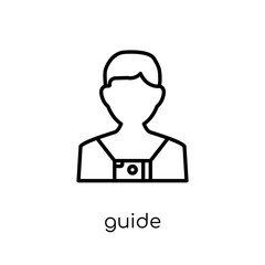 Guide icon. Trendy modern flat linear vector Guide icon on white background from thin line Professions collection