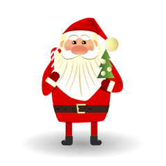 Santa Claus and Christmas tree on white background