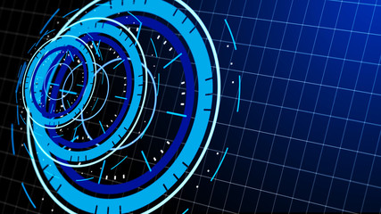Digital ai technology background. Futuristic blue virtual graphic element. HUD design. 3D rendering.