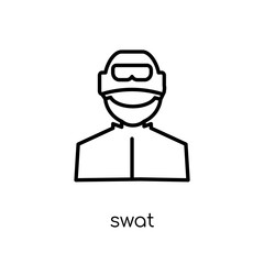 Swat icon. Trendy modern flat linear vector Swat icon on white background from thin line Professions collection