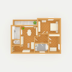 3d interior illustration rendering of furnished home apartment