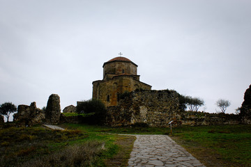 Fototapeta na wymiar Jvari Monastery. It is a sixth century Georgian Orthodox monastery near Mtskheta, eastern Georgia. Along with other historic structures of Mtskheta.