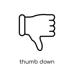 Thumb down icon. Trendy modern flat linear vector Thumb down icon on white background from thin line Hands and guestures collection