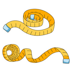 Yellow measuring tape for tool roulette. Vector illustration isolated on white background