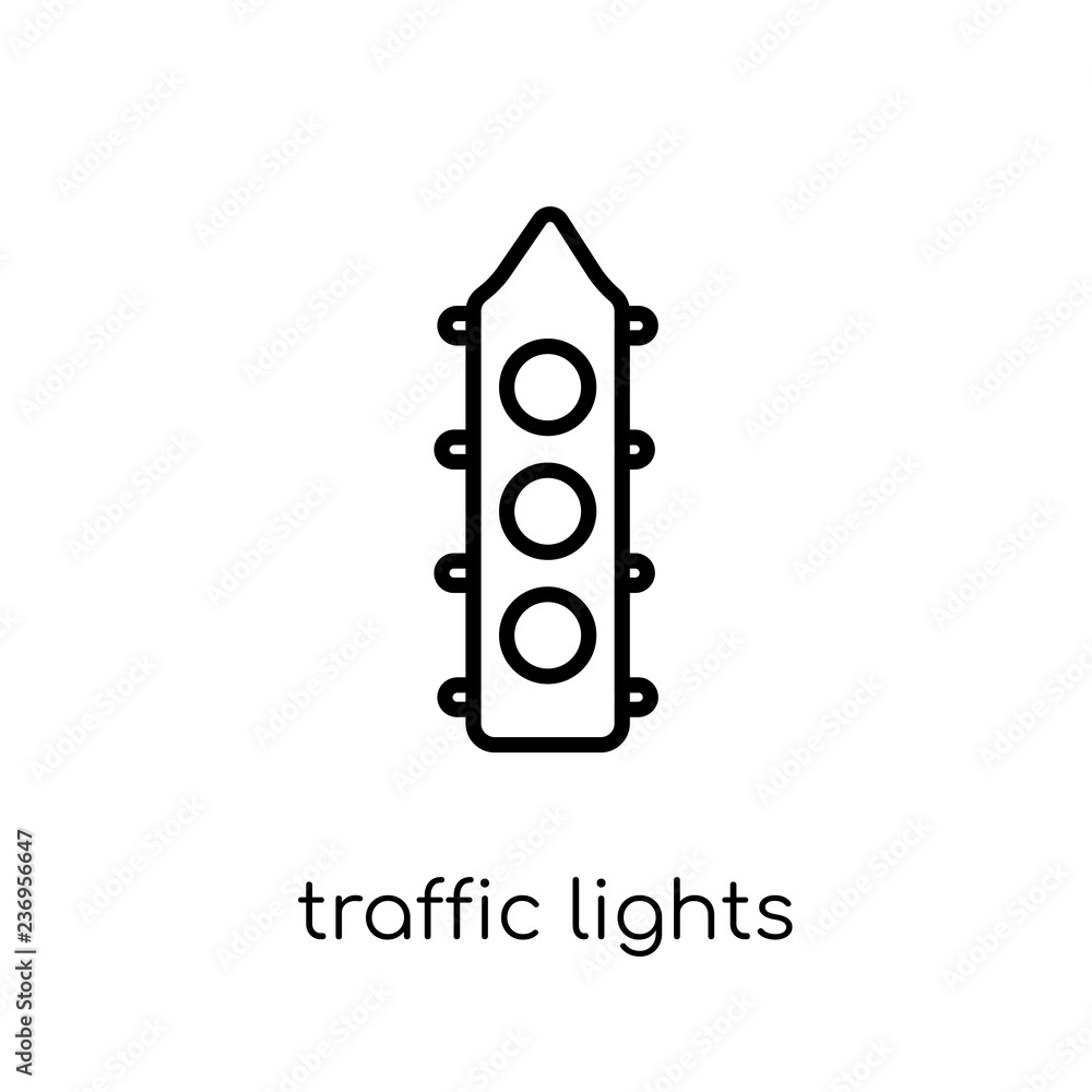 Poster traffic lights icon. trendy modern flat linear vector traffic lights icon on white background from t