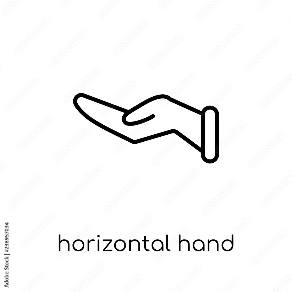 Poster horizontal hand icon. trendy modern flat linear vector horizontal hand icon on white background from