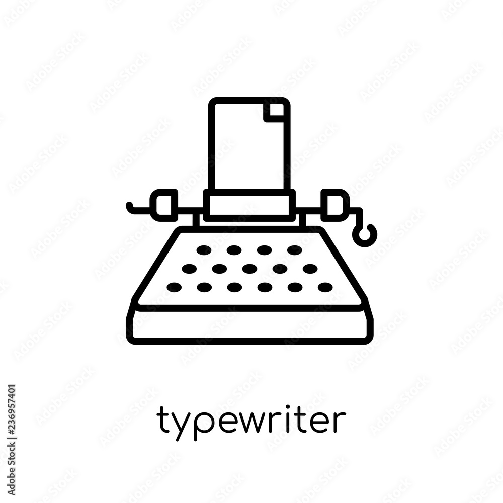 Aufkleber typewriter icon. trendy modern flat linear vector typewriter icon on white background from thin line