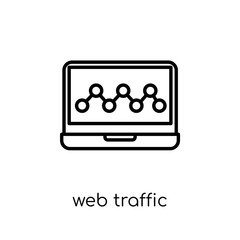 web traffic icon. Trendy modern flat linear vector web traffic icon on white background from thin line Internet Security and Networking collection