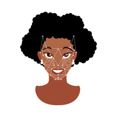 Face recognition. Woman Face. Video search for a criminal.