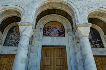 Serbia. Saint Savva's cathedral. Frescos. Painting on walls.
