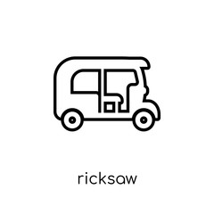 Ricksaw icon. Trendy modern flat linear vector Ricksaw icon on white background from thin line india collection