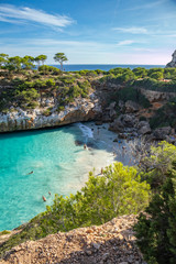 Mallorca in Balearic Islands, Spain. One of the most beautiful beach in the world with crystal...