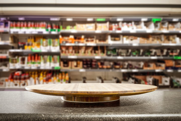 Table background of free space and shop interior 