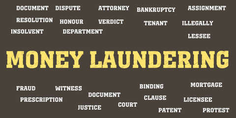 money laundering Words and tags cloud