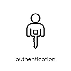 Authentication icon. Trendy modern flat linear vector Authentication icon on white background from thin line Internet Security and Networking collection