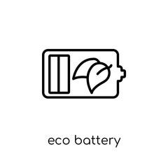 eco battery icon. Trendy modern flat linear vector eco battery icon on white background from thin line general collection