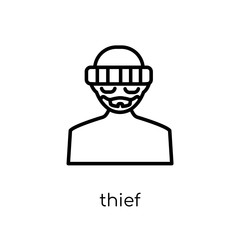 Thief icon. Trendy modern flat linear vector Thief icon on white background from thin line Professions collection
