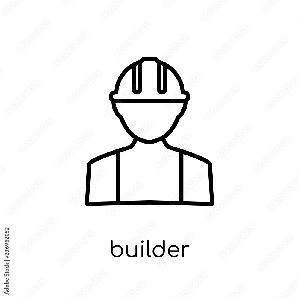 Poster builder icon. trendy modern flat linear vector builder icon on white background from thin line profe