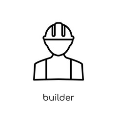 Builder icon. Trendy modern flat linear vector Builder icon on white background from thin line Professions collection