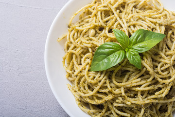 Pasta spaghetti with sauce pesto