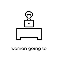 Woman Going To Work icon. Trendy modern flat linear vector Woman Going To Work icon on white background from thin line Ladies collection