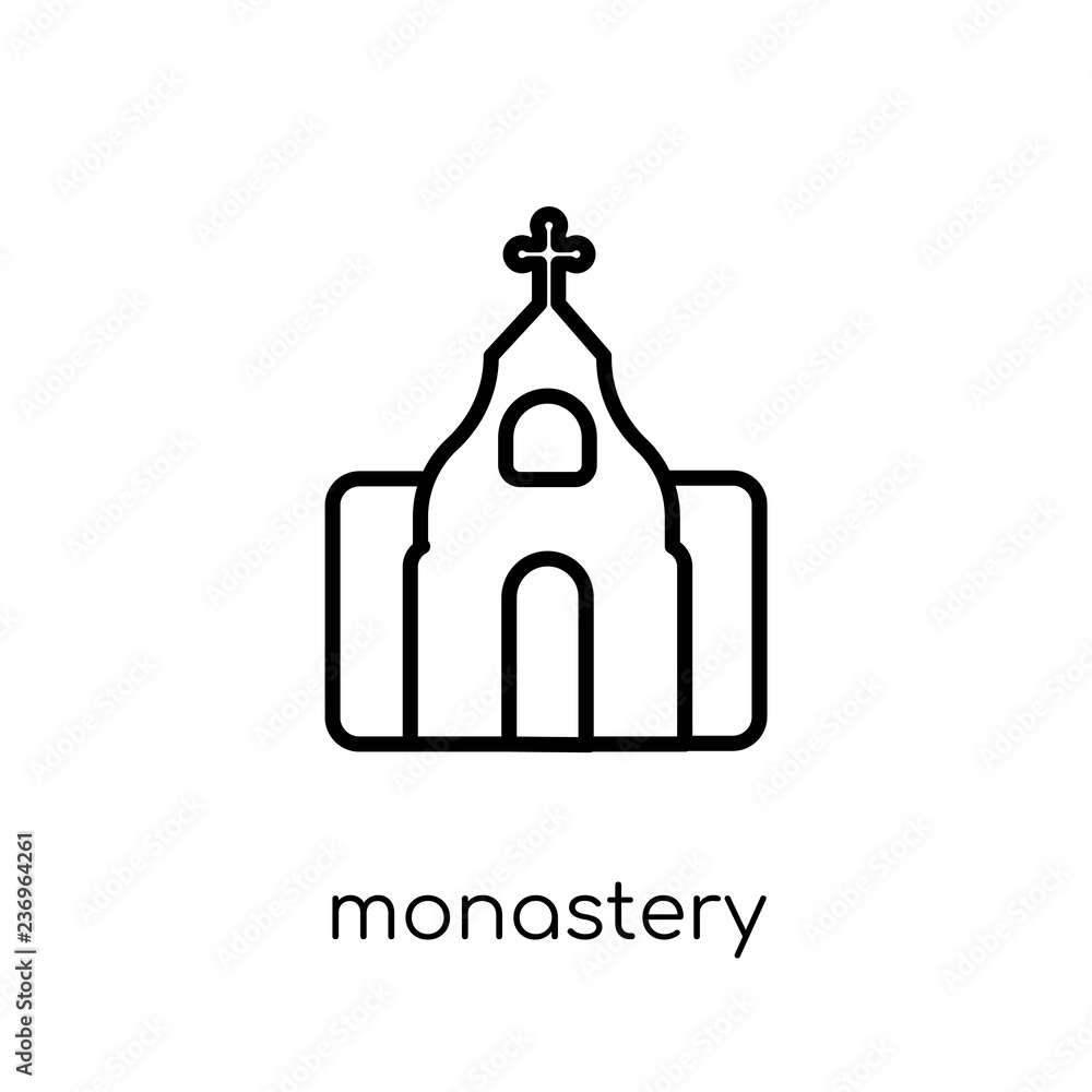 Poster monastery icon. trendy modern flat linear vector monastery icon on white background from thin line r
