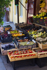 fresh fruits and vegetables from the market stall