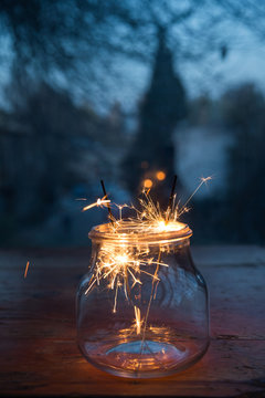 Inside a bottle of fireworks
