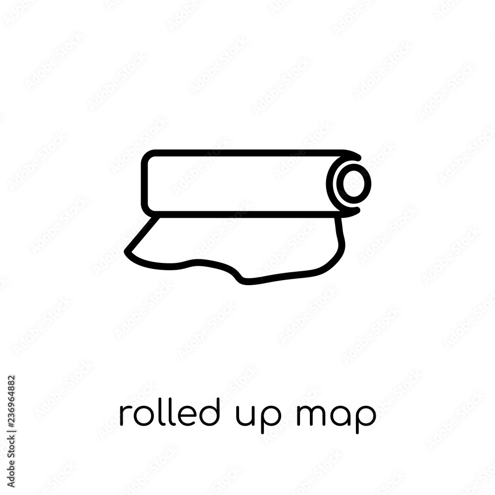 Poster rolled up map icon. trendy modern flat linear vector rolled up map icon on white background from thi